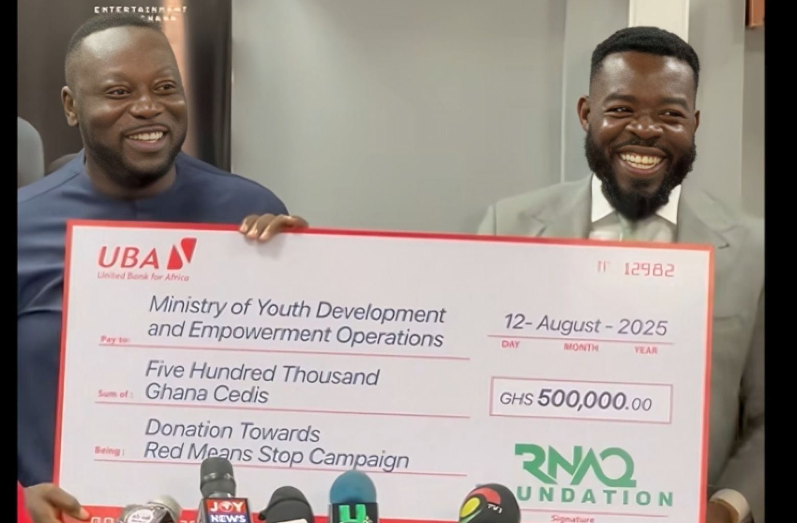 Richard Nii Armah-Quaye donates GHS500k to support “Red Means Stop” anti-drug campaign