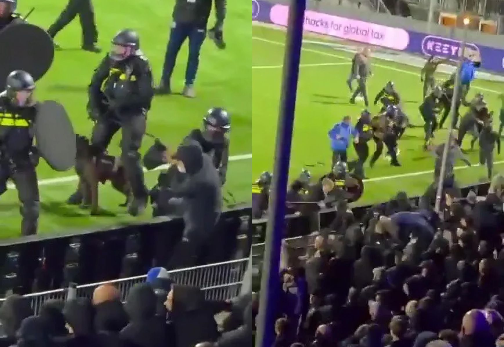 Dutch Cup match descends into chaos as police and dogs intervene