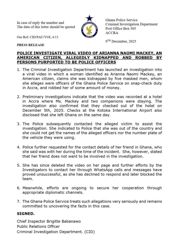 Arianna Naomi declines further collaboration, blocks police investigators